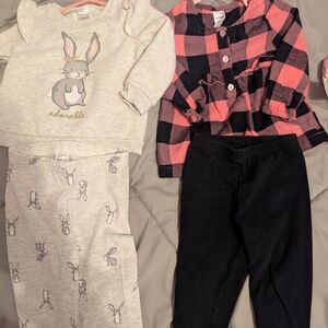 Carter's Gray and Pink Bunny Matching Set